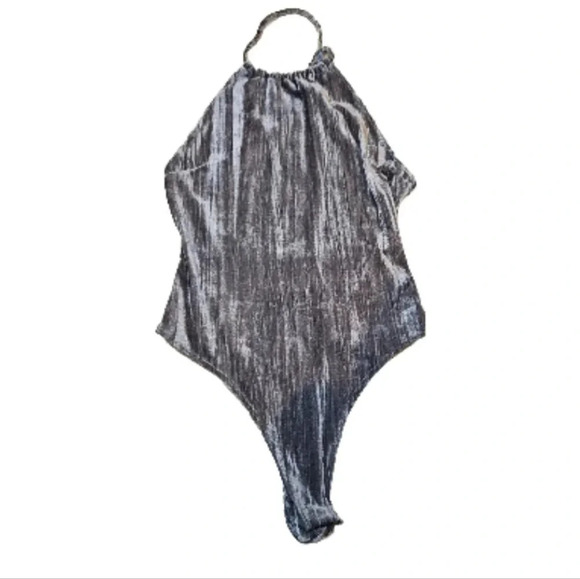 Out From Under Urban Outfitters Womens Gray Velvet Halter Bodysuit L - Picture 8 of 14